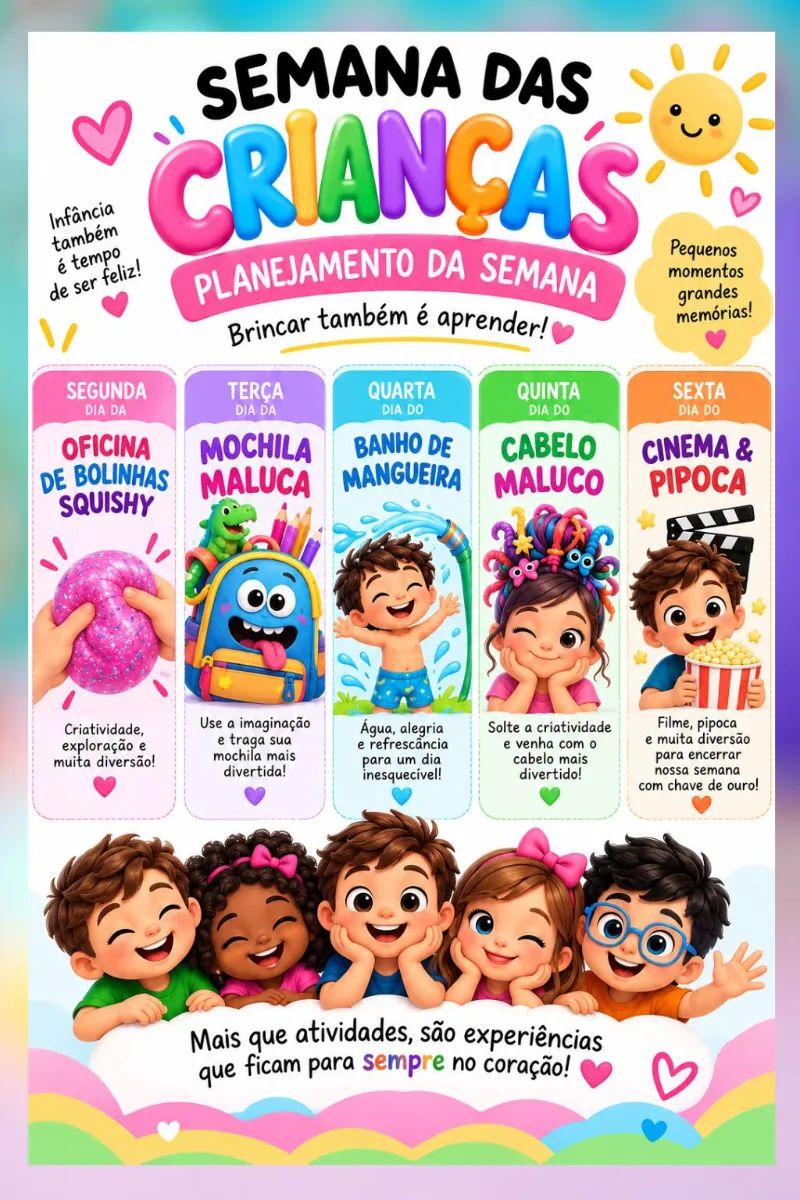 Planejamento da Semana das Crianças – 5 Dias de Atividades e Oficinas Lúdicas — Atividades para Educação Infantil: Um…