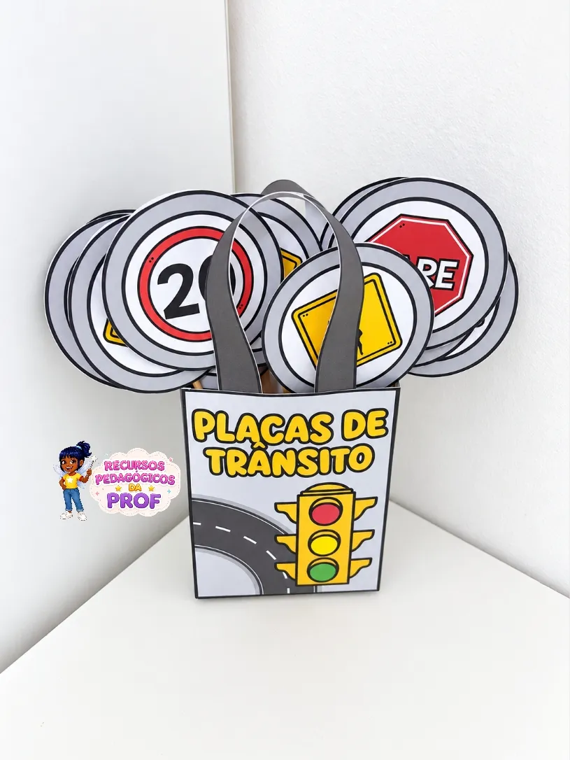 Sacola Interativa Placas de Trânsito — amostra 1: Este é um material lúdico e educativo, desenvolvido para apresentar às…