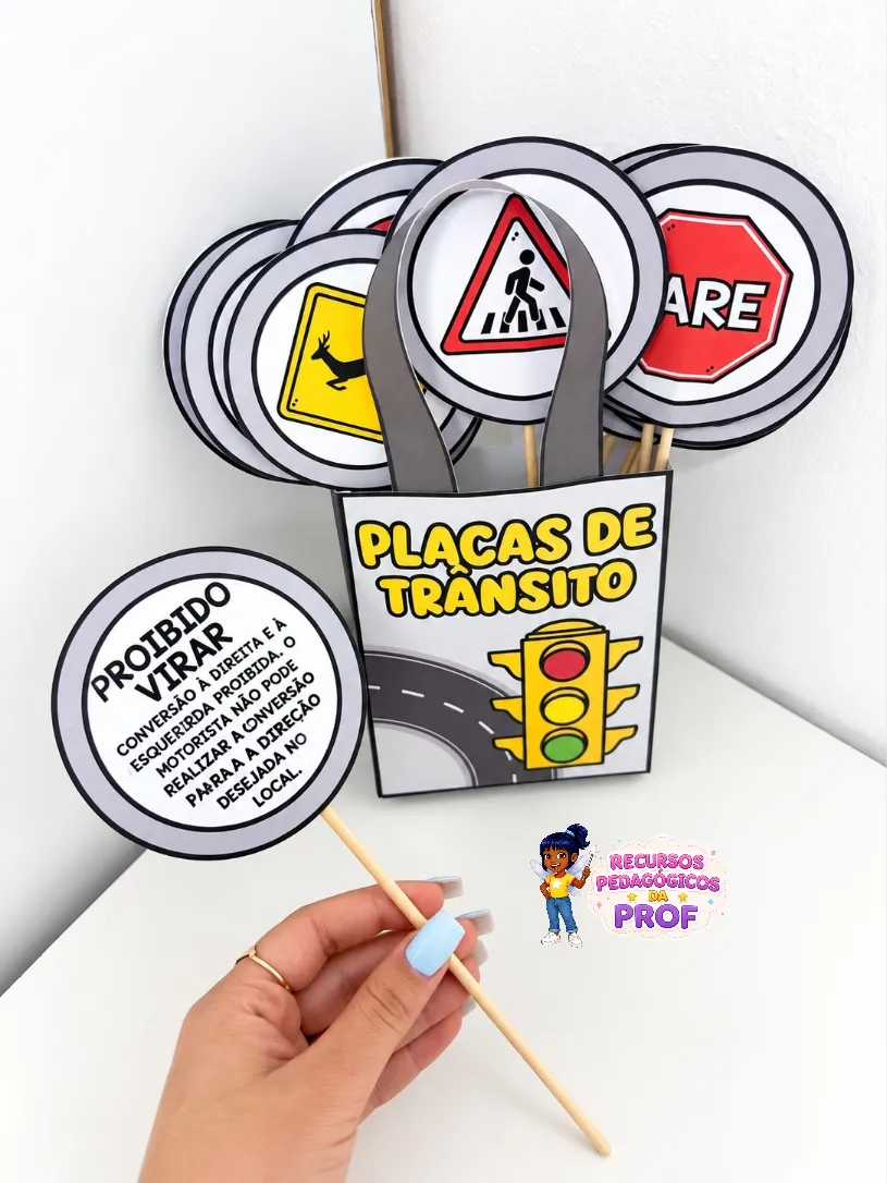 Sacola Interativa Placas de Trânsito — Atividades para Educação Infantil: Este é um material lúdico e educativo,…