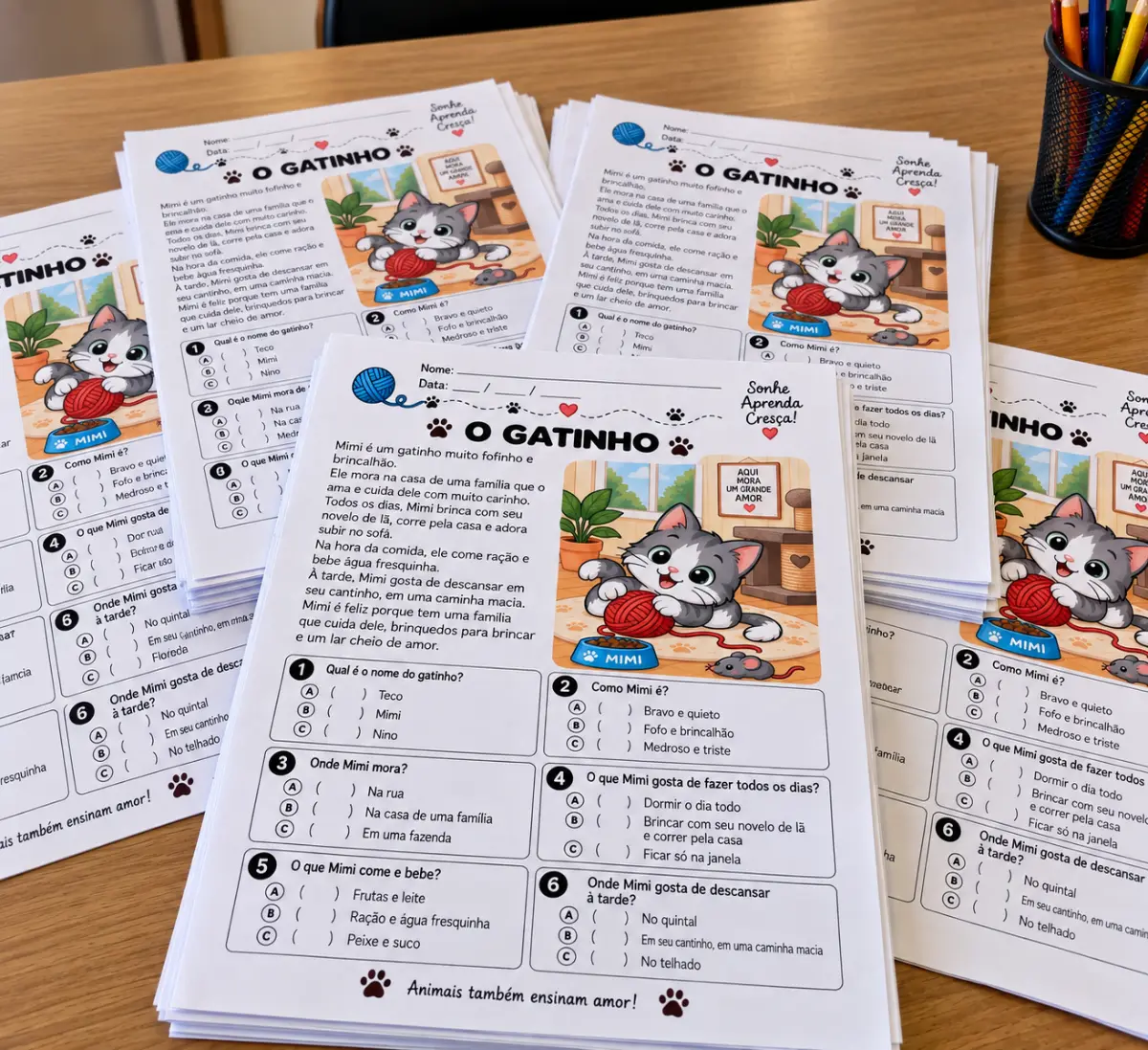 Atividade interpretação de texto - O gatinho — amostra 2: Atividade de leitura e interpretação de texto com o tema “O…