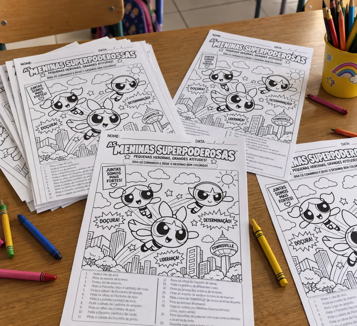 Atividade para colorir- Meninas Super Poderosas — amostra 3: Benefícios da atividade