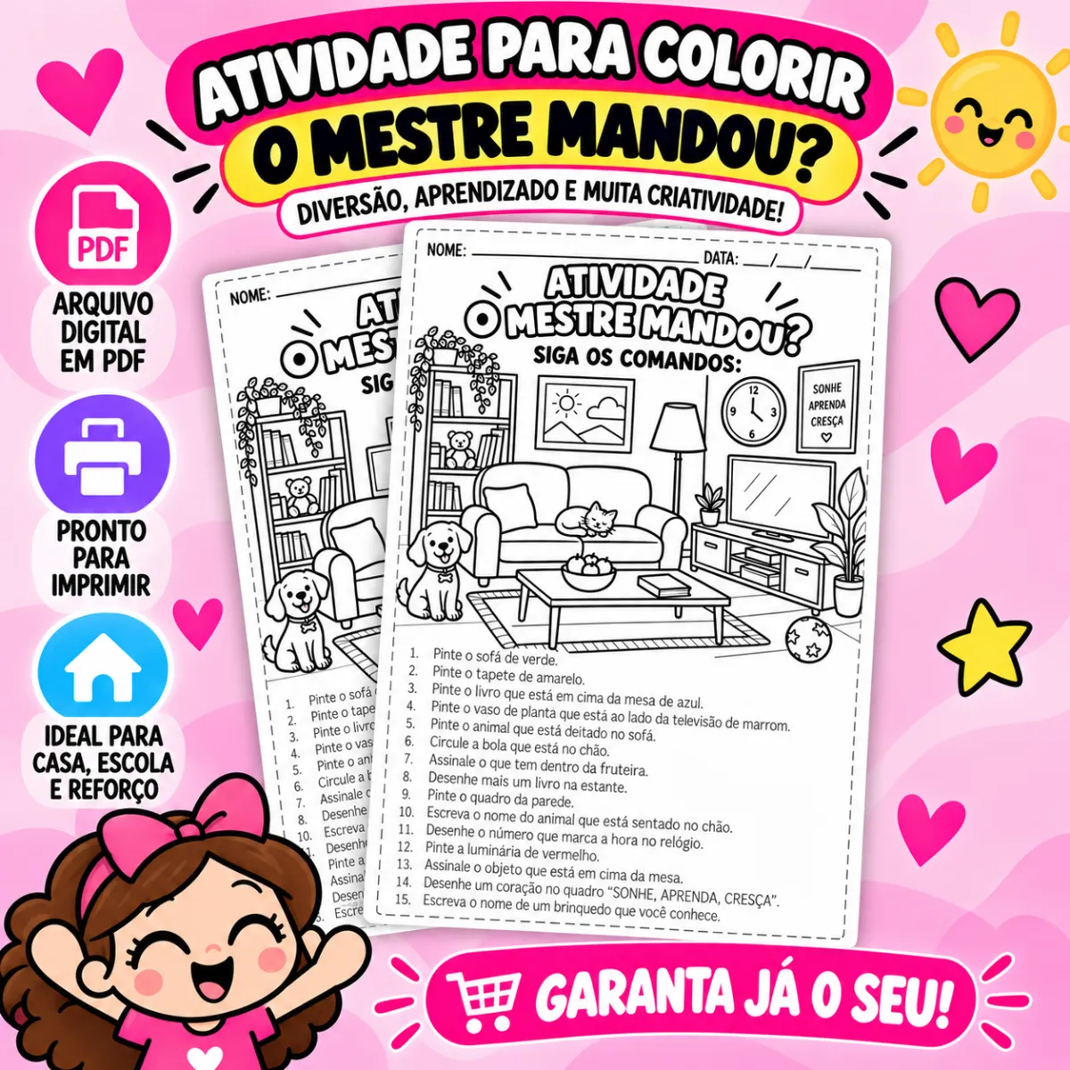Atividade para colorir- O mestre mandou? — Atividades para Educação Infantil: Atividade lúdica para colorir e seguir…