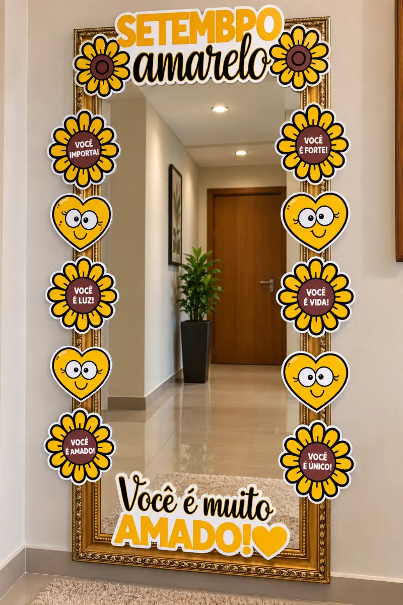 Kit moldura Decoração Setembro Amarelo – Arquivo para Imprimir — amostra 2: Kit de decoração Setembro Amarelo para imprimir…