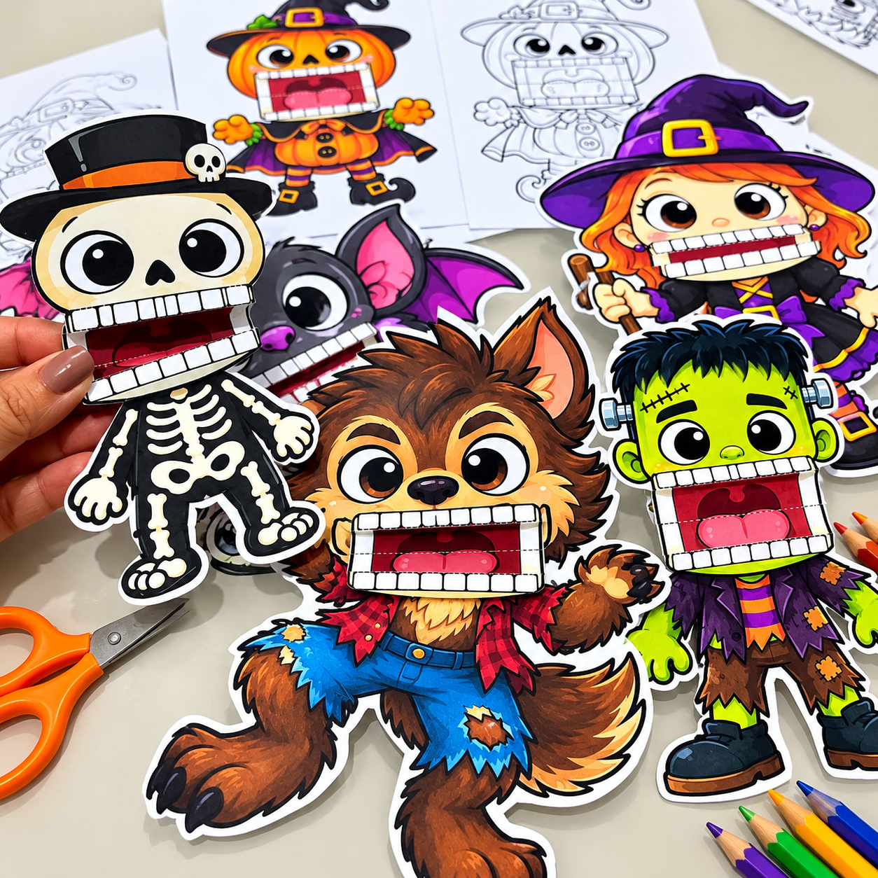 Bocas Articuladas de Halloween para Imprimir | Educação Infantil