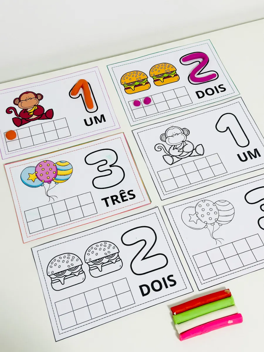 Números com Massinha de Modelar 1 a 10 – Atividade de Matemática para Educação Infantil — amostra 5: Atividade de números…