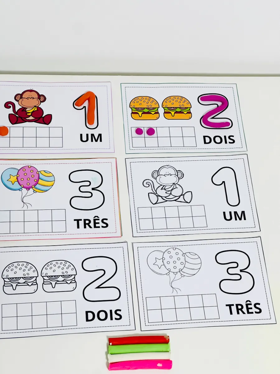 Números com Massinha de Modelar 1 a 10 – Atividade de Matemática para Educação Infantil — amostra 3: Atividade de números…