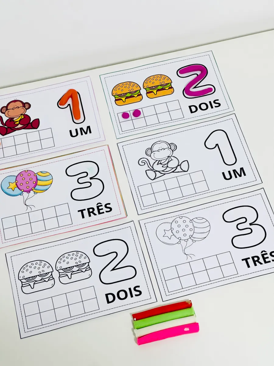 Números com Massinha de Modelar 1 a 10 – Atividade de Matemática para Educação Infantil — amostra 4: Atividade de números…