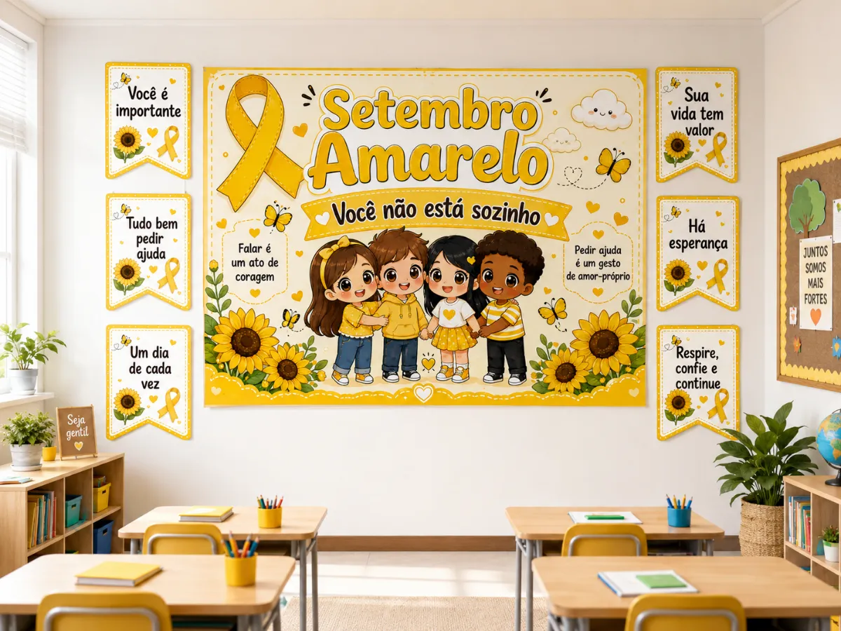 Painel e Plaquinhas com Mensagens Positivas - Para imprimir — amostra 1: Um kit acolhedor para decorar a escola e abordar o…
