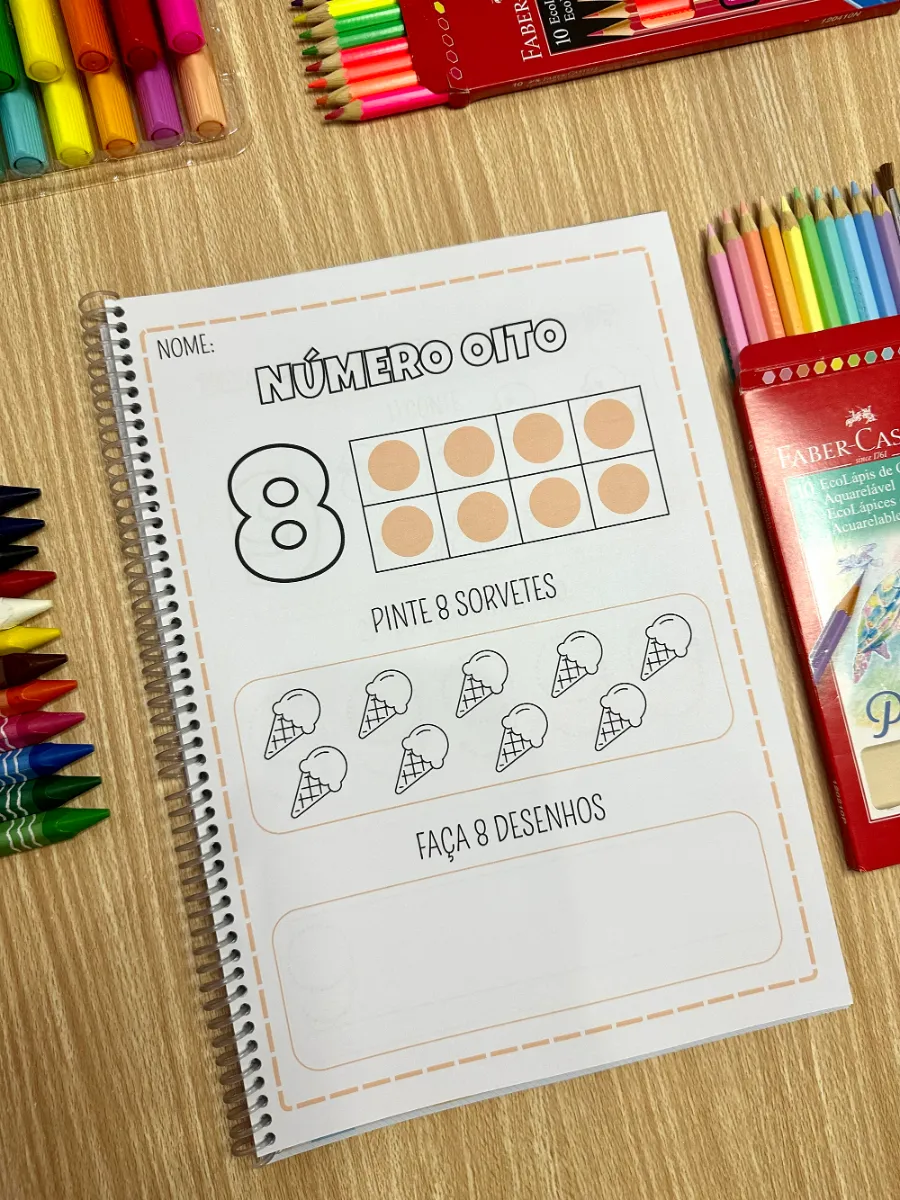 Quero Aprender os Numerais – Atividades de Matemática para Educação Infantil — amostra 7: Apostila com 40 páginas de…