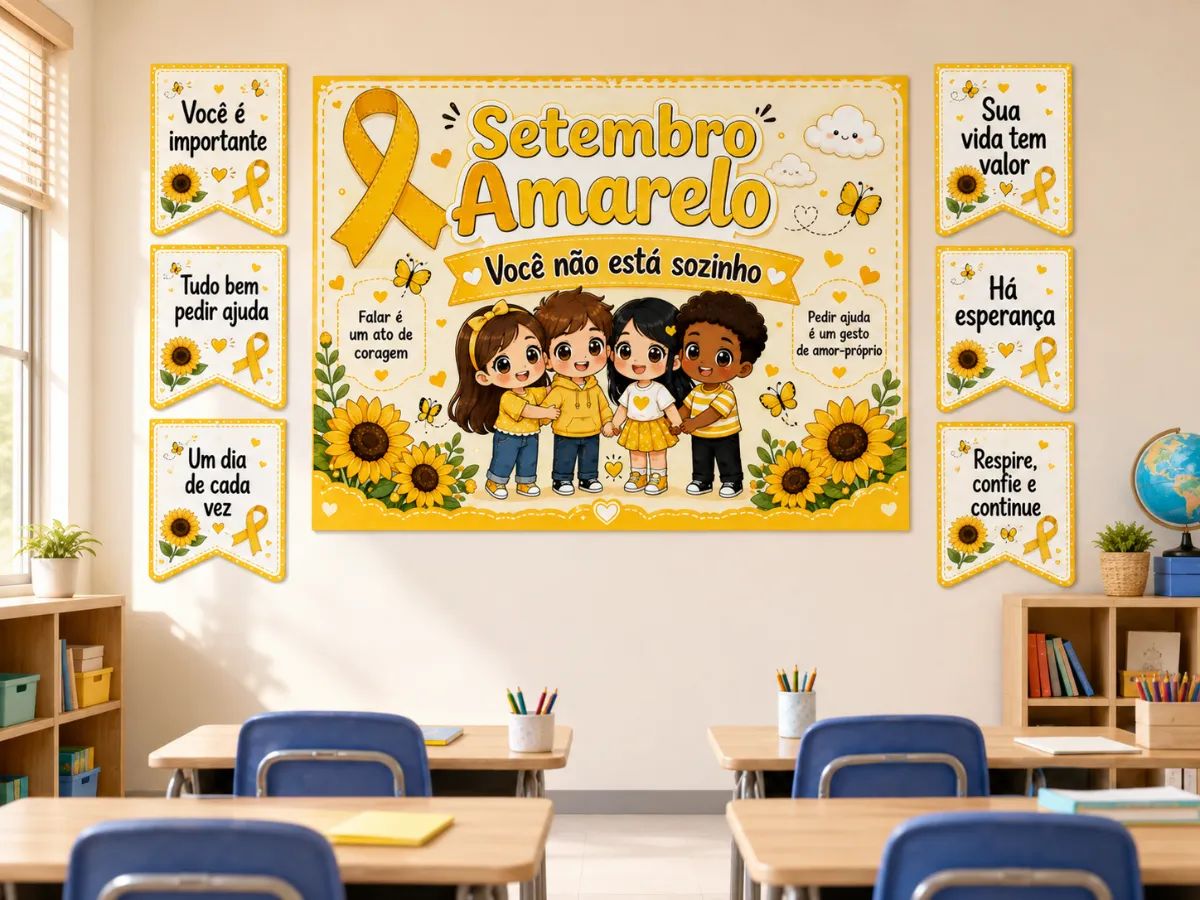Painel e Plaquinhas com Mensagens Positivas - Para imprimir — amostra 3: Um kit acolhedor para decorar a escola e abordar o…