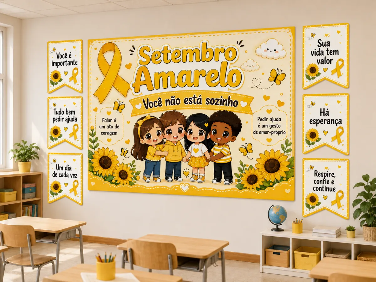 Painel e Plaquinhas com Mensagens Positivas - Para imprimir — Atividades para Todas as séries: Um kit acolhedor para…