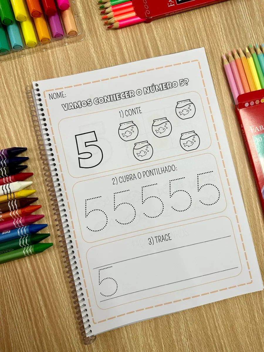 Quero Aprender os Numerais – Atividades de Matemática para Educação Infantil — amostra 5: Apostila com 40 páginas de…