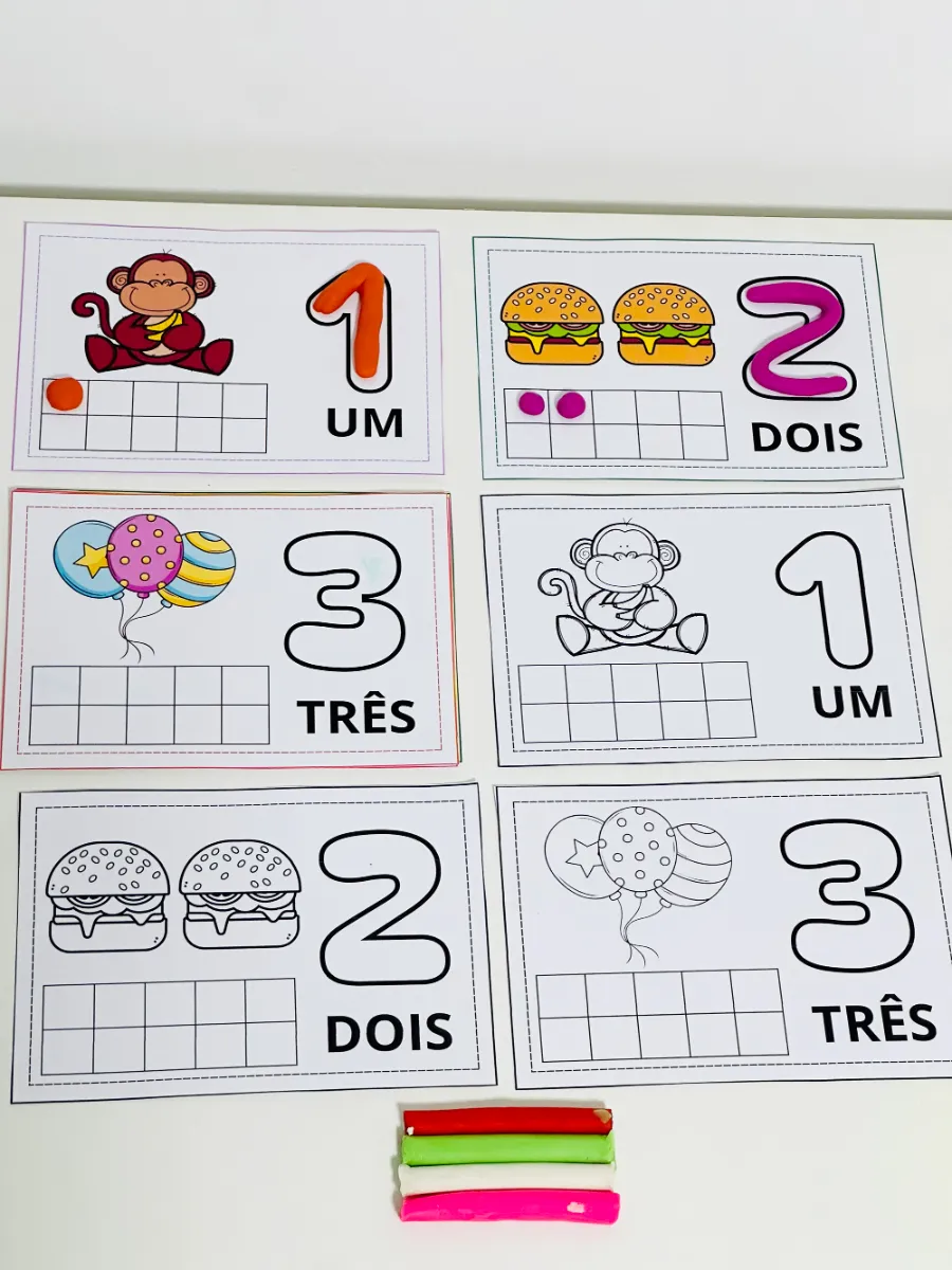 Números com Massinha de Modelar 1 a 10 – Atividade de Matemática para Educação Infantil — amostra 2: Atividade de números…