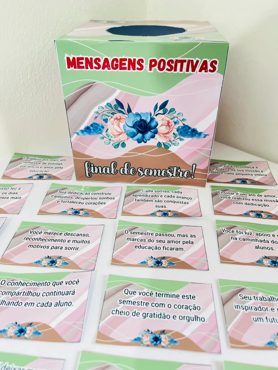 Caixa Mensagens Positivas para Professores em PDF — amostra 3: Caixa surpresa com 30 cartões de mensagens positivas para o…