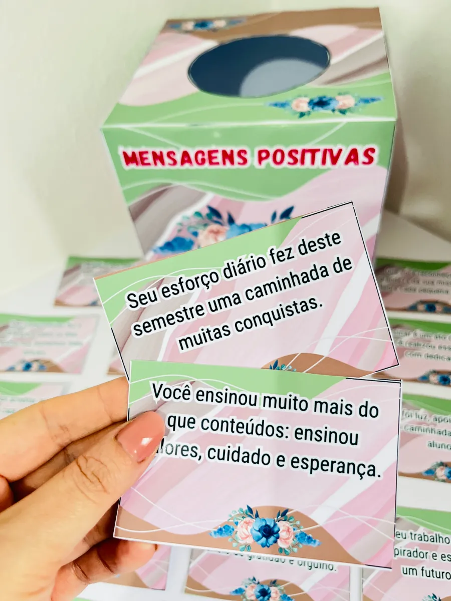 Caixa Mensagens Positivas para Professores em PDF — amostra 4: Caixa surpresa com 30 cartões de mensagens positivas para o…
