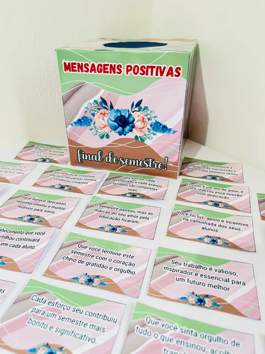 Caixa Mensagens Positivas para Professores em PDF — Atividades para Todas as séries: Caixa surpresa com 30 cartões de…