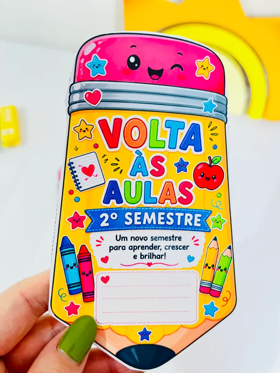 Cartão Volta às Aulas 2º Semestre em PDF | Lembrancinha — amostra 2: 📦 Conteúdo do Material: