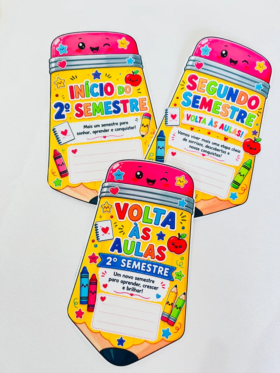 Cartão Volta às Aulas 2º Semestre em PDF | Lembrancinha — amostra 1: 🎯 Objetivo Pedagógico: