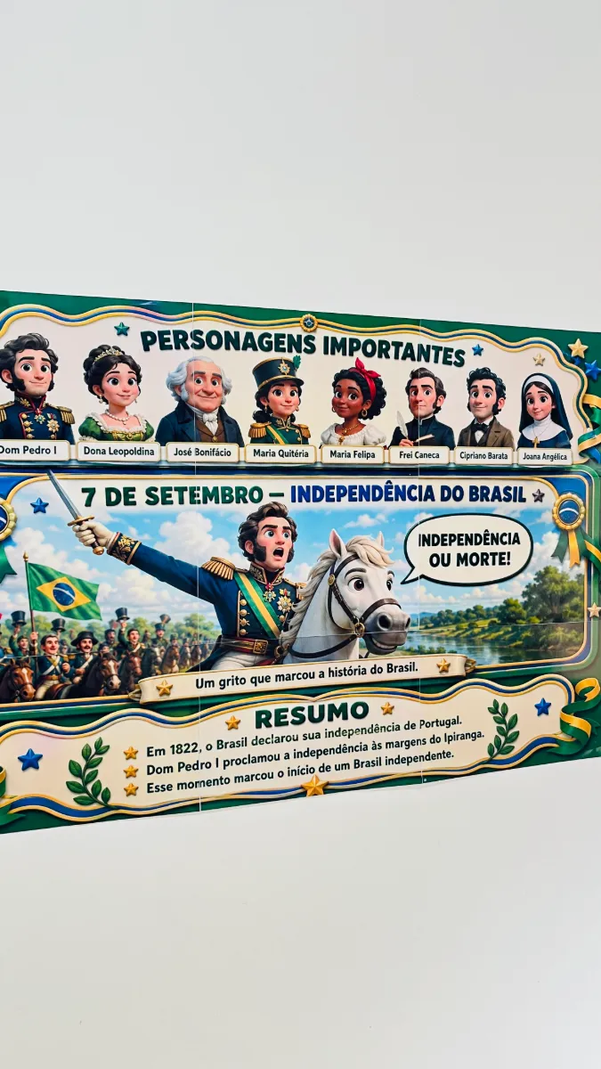 Painel 7 de Setembro – Independência do Brasil com Personagens Históricos — amostra 5: Painel de Independência do Brasil…