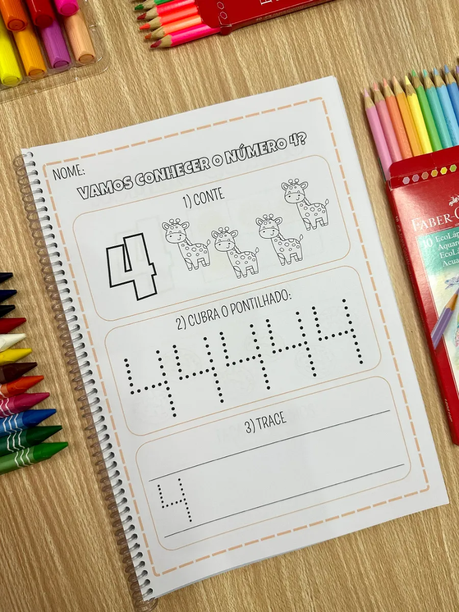 Quero Aprender os Numerais – Atividades de Matemática para Educação Infantil — amostra 4: Apostila com 40 páginas de…