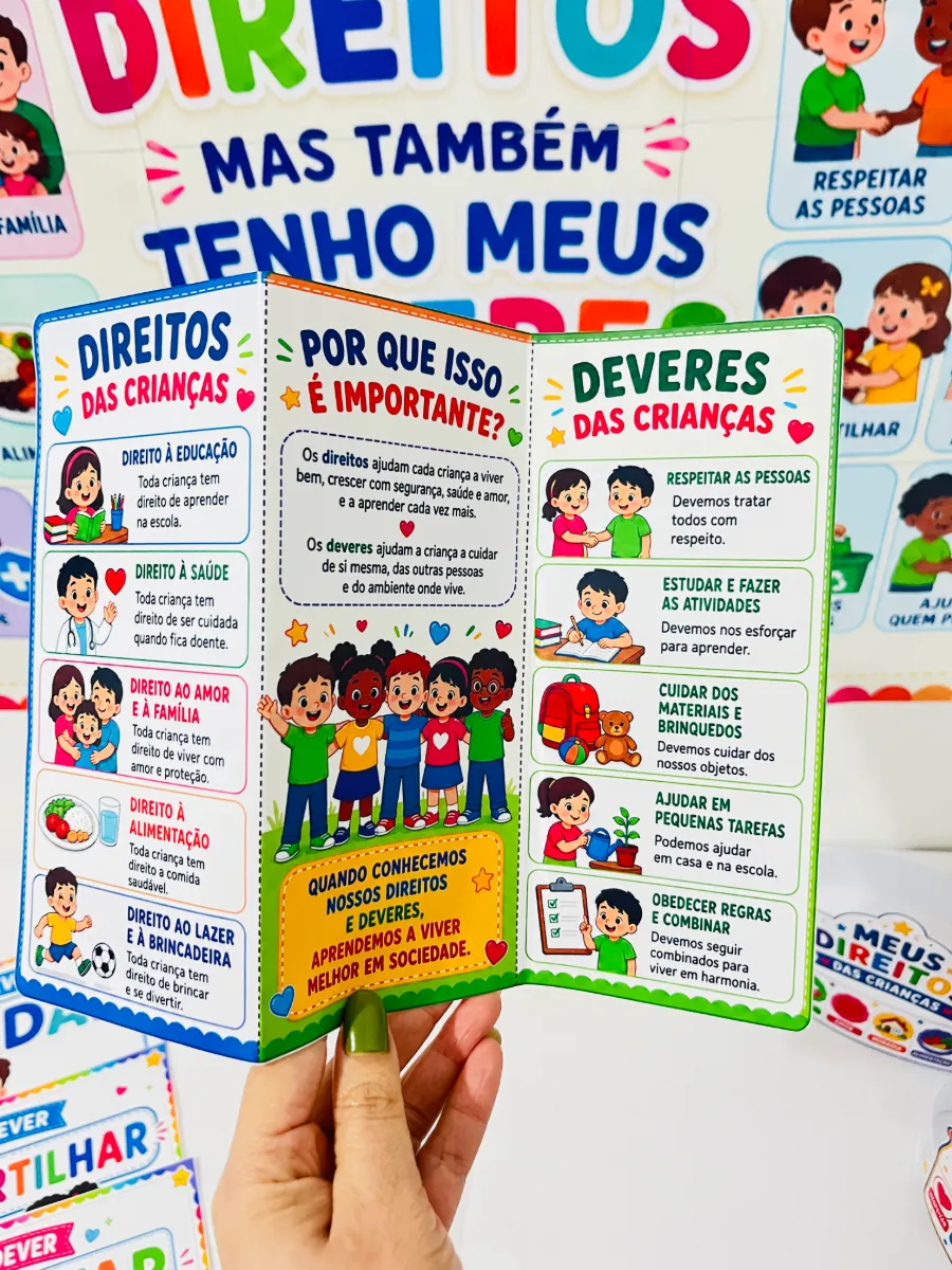 Kit Direitos e Deveres das Crianças em PDF — amostra 4: 🖨️ Formato e Praticidade: