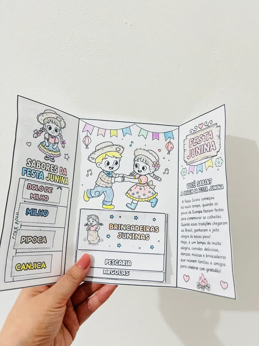 Lapbook Junino Interativo em PDF | Atividade Festa Junina — amostra 4: 🖨️ Formato e Praticidade: