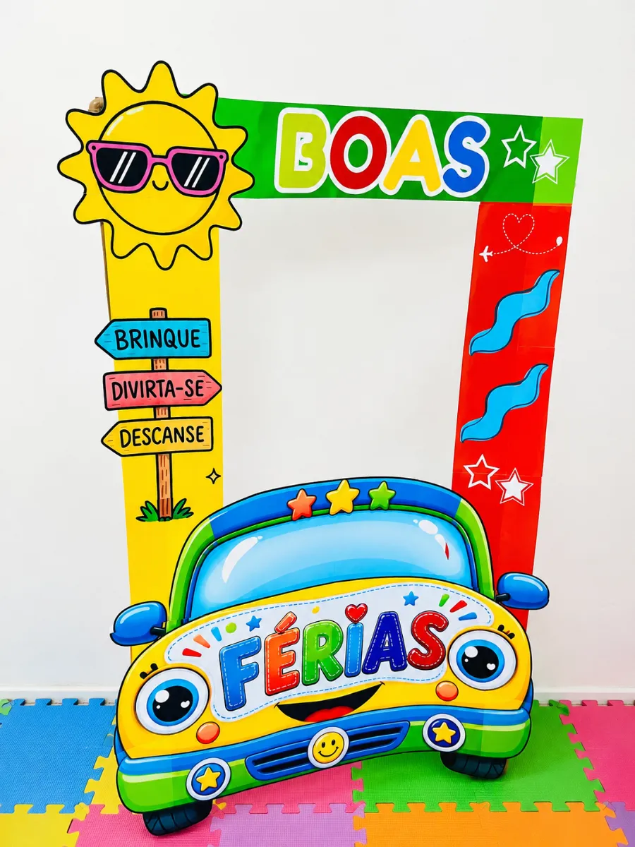 Moldura Férias Tema Carrinho PDF | Foto Escolar — amostra 1: 🎯 Objetivo Pedagógico: