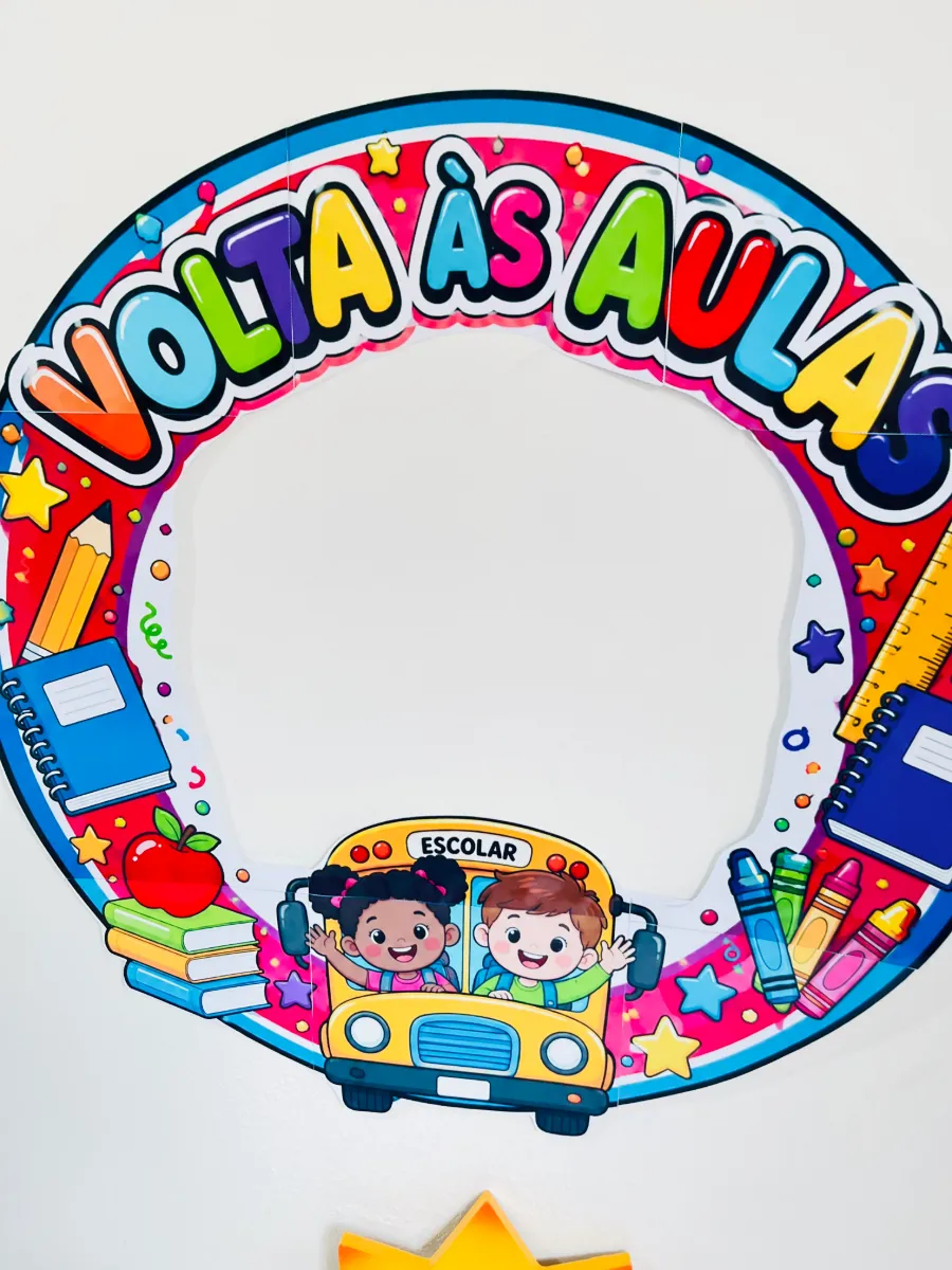 Moldura Volta às Aulas em PDF | Foto Escolar — amostra 2: 📦 Conteúdo do Material: