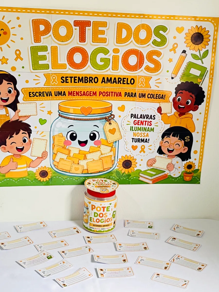 Pote dos Elogios Setembro Amarelo | Painel Escolar PDF — amostra 1: 🎯 Objetivo Pedagógico: