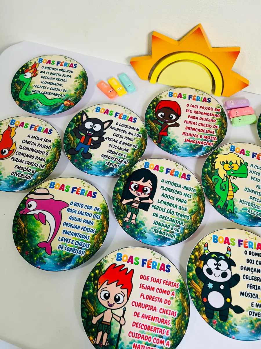 Pratinhos do Folclore Boas Férias | Lembrancinha PDF — amostra 4: Lembrancinha Pratinhos do Folclore em PDF