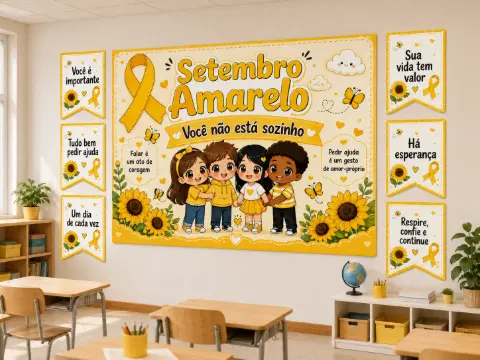 Painel e Plaquinhas com Mensagens Positivas - Para imprimir — capa do material