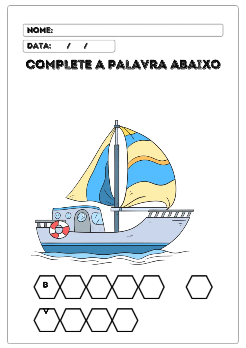 Atividade Completa a Palavra - Meios de Transportes com 31 Páginas em PDF — amostra 4: Uma atividade lúdica para…