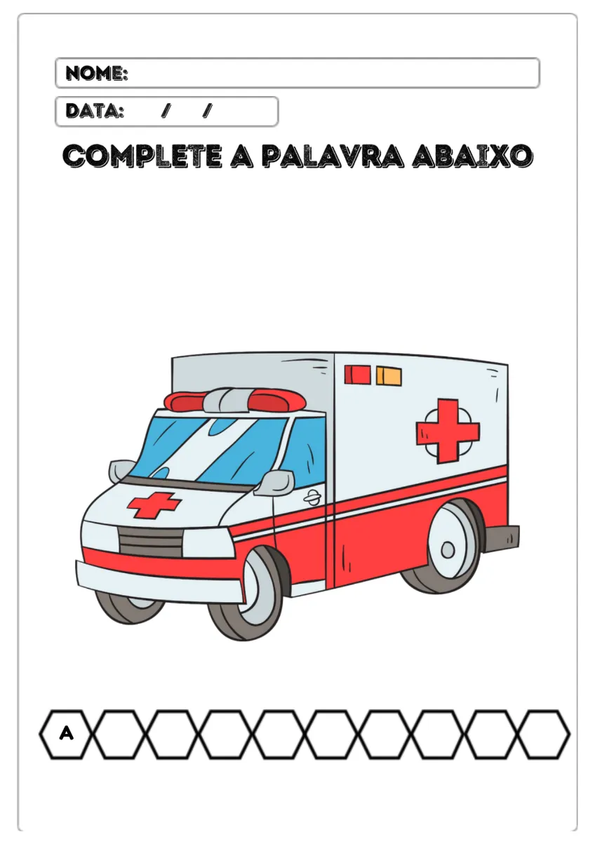 Atividade Completa a Palavra - Meios de Transportes com 31 Páginas em PDF — amostra 2: Uma atividade lúdica para…