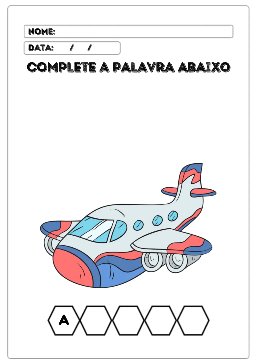 Atividade Completa a Palavra - Meios de Transportes com 31 Páginas em PDF — amostra 1: Uma atividade lúdica para…