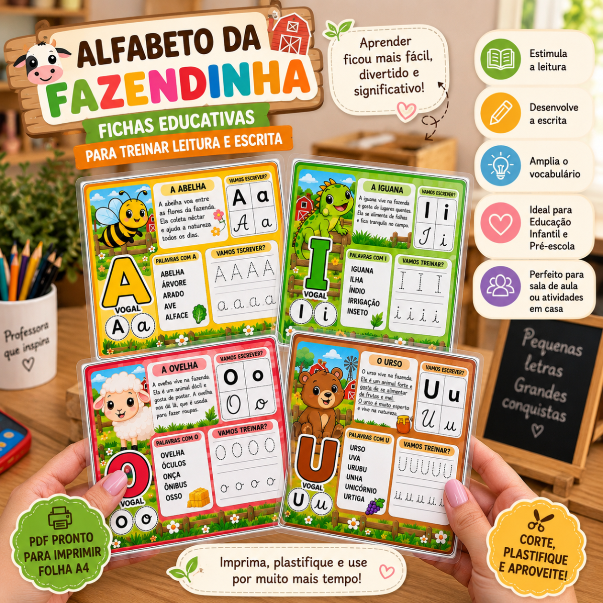 Atividade 1º ano | Alfabeto da Fazendinha – Ficha para Treinar Leitura — Atividades para Educação Infantil: O Alfabeto da…