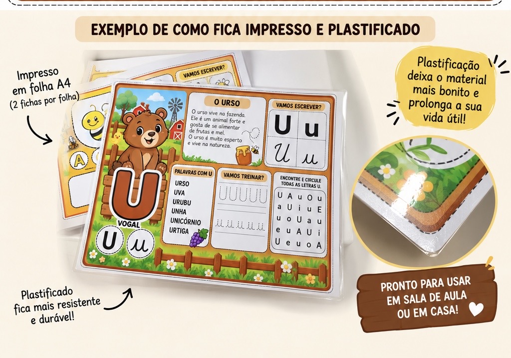 Atividade Vogais da Fazendinha | Fichas Educativas para Alfabetização — amostra 1: AEE