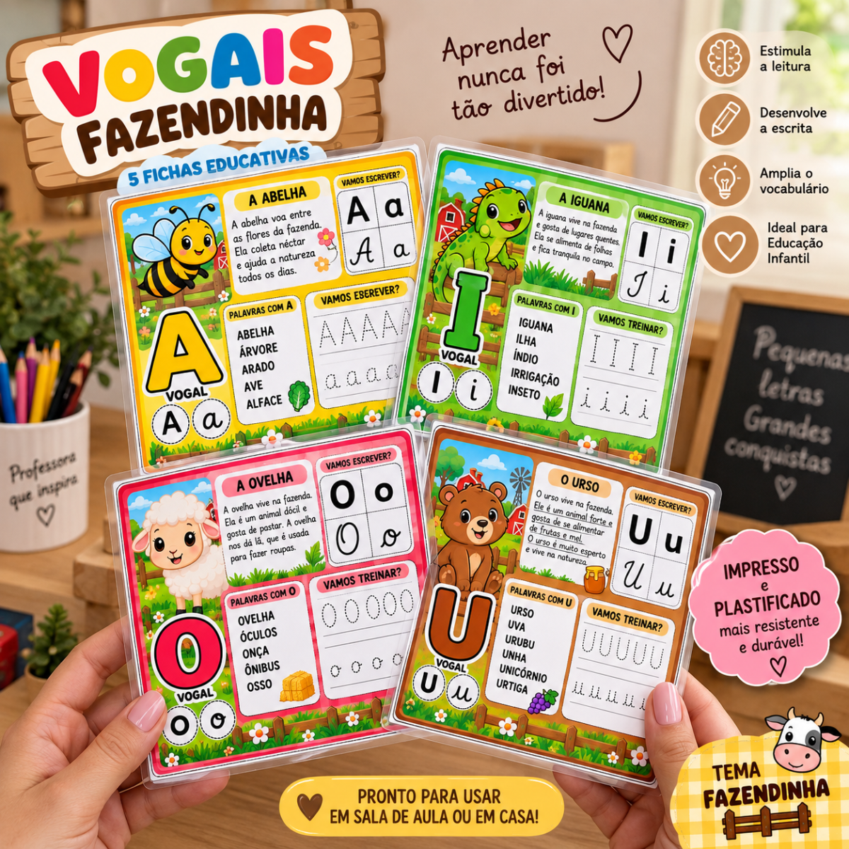 Atividade Vogais da Fazendinha | Fichas Educativas para Alfabetização — Atividades para Todas as séries: Ensine as vogais…