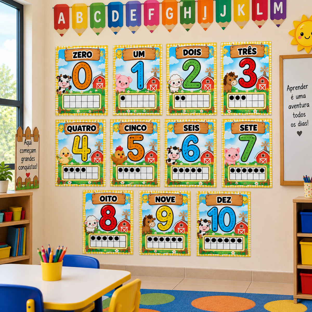 Painel dos Números Matemática 0 a 10 – Tema Fazendinha 🌟 — Atividades para Educação Infantil: Um recurso visual e lúdico…