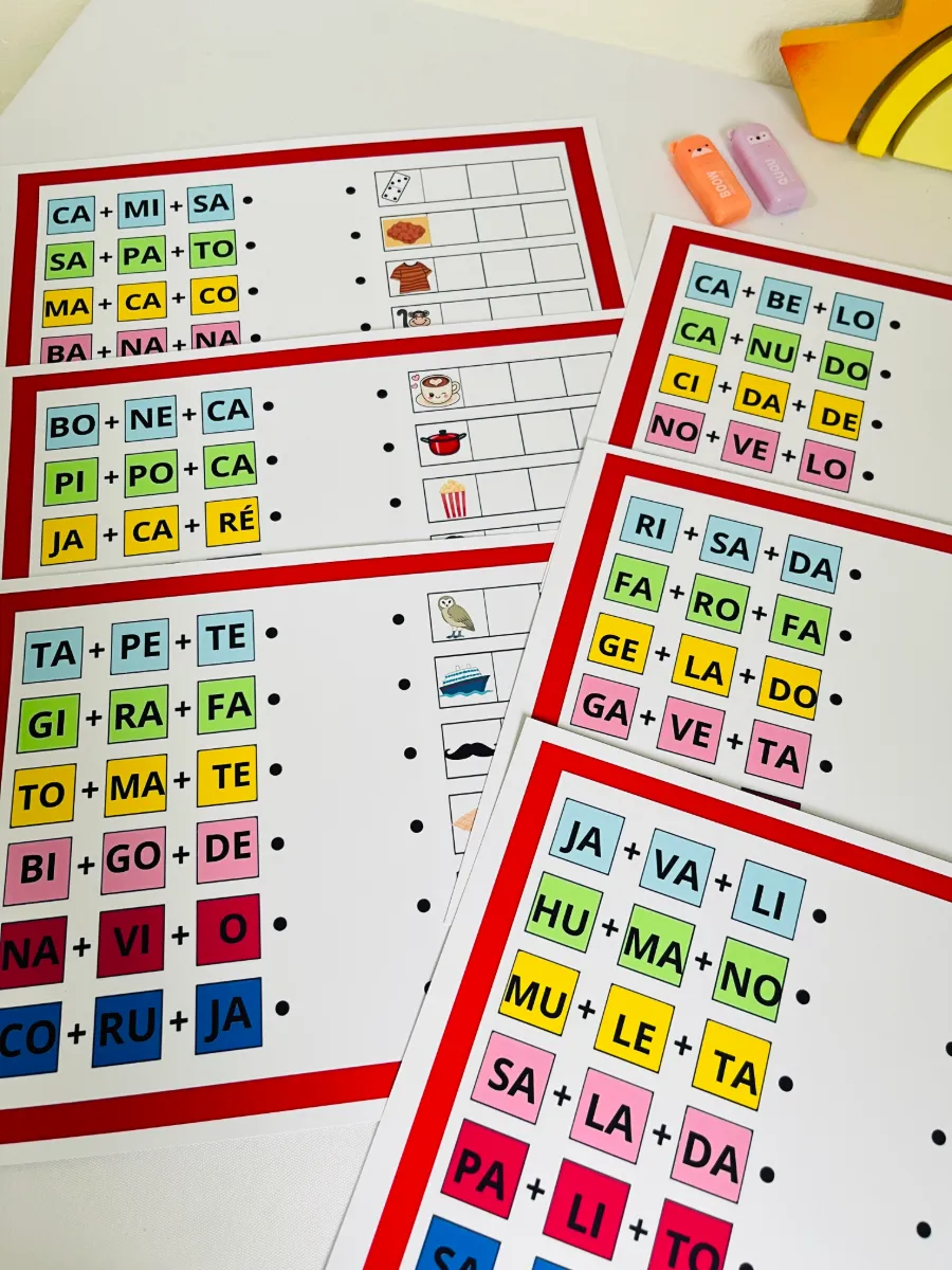 Desafio das Sílabas – Atividade de Alfabetização para Formar Palavras — amostra 3: Uma atividade colorida e envolvente para…