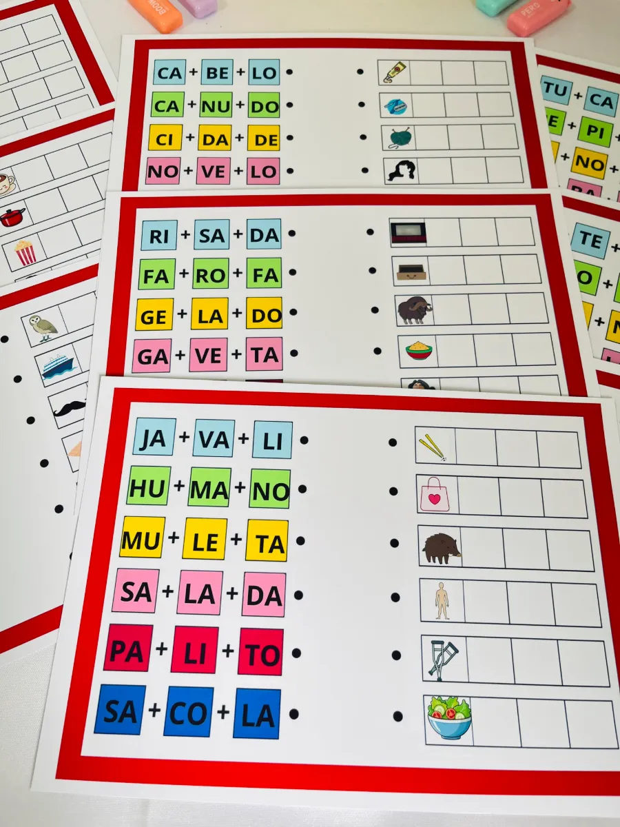 Desafio das Sílabas – Atividade de Alfabetização para Formar Palavras — amostra 2: Uma atividade colorida e envolvente para…