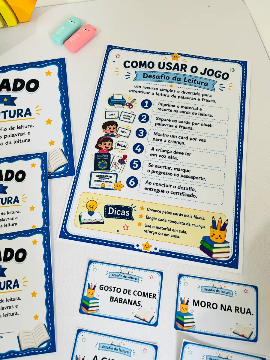 Desafio da Leitura – Atividades de Leitura de Palavras e Frases para Alfabetização — amostra 6: Transforme a prática da…