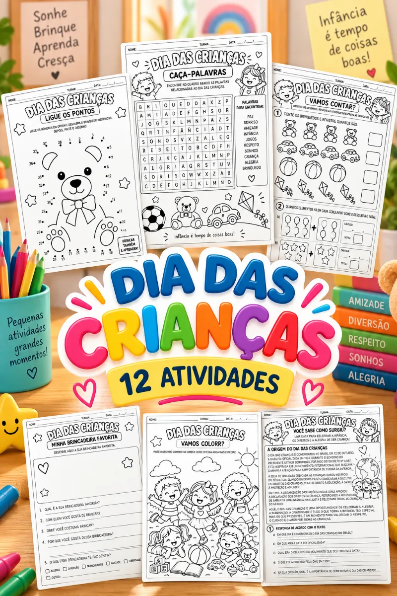 12 ATIVIDADES para o DIA DAS CRIANÇAS: kit pedagógico — Atividades para 1º ano: 12 atividades para o dia das crianças,…