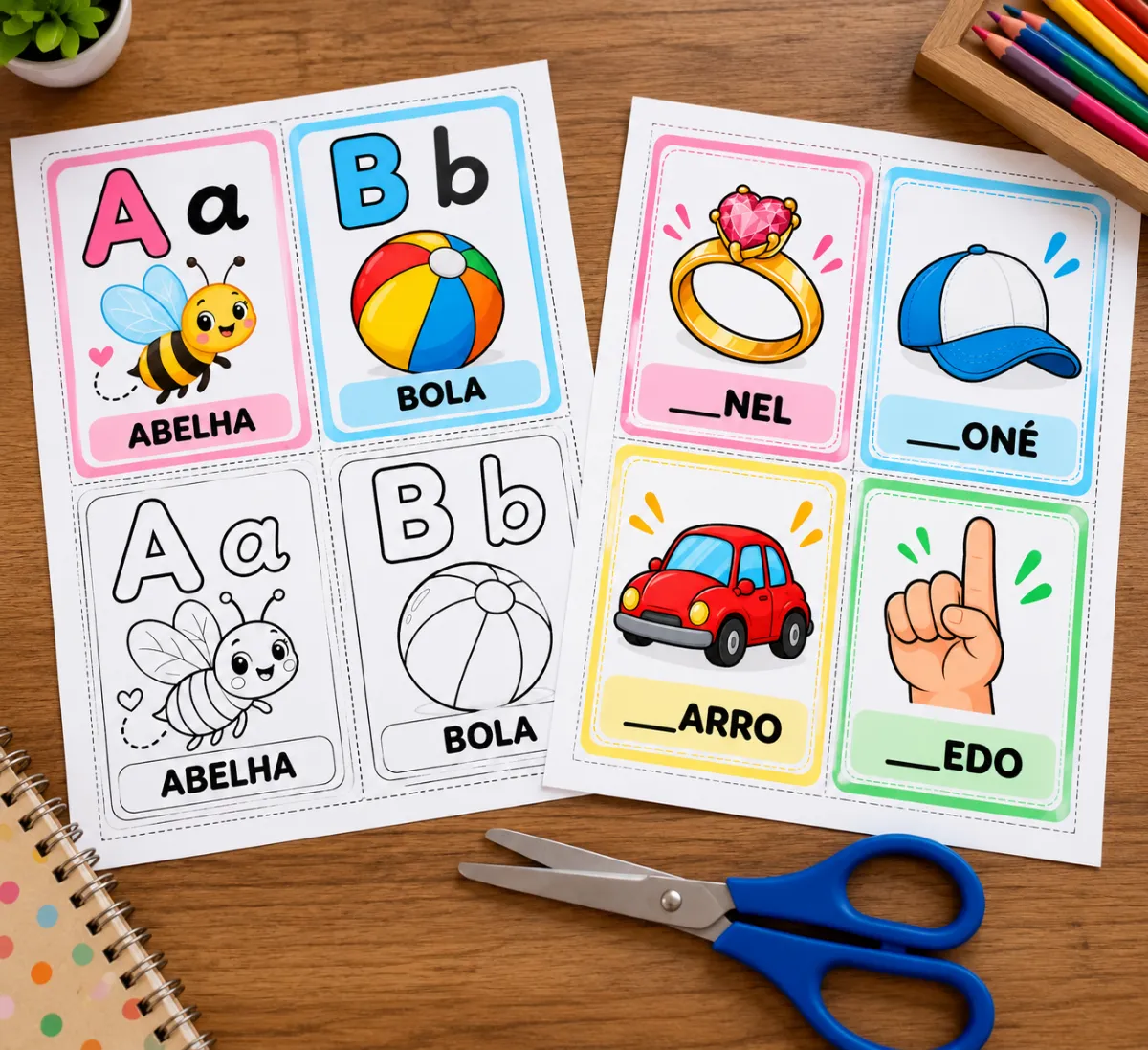Atividade de Alfabetização: Alfabeto em CARDS — amostra 1: CARDS DO ALFABETO A A Z para uma ALFABETIZAÇÃO LÚDICA