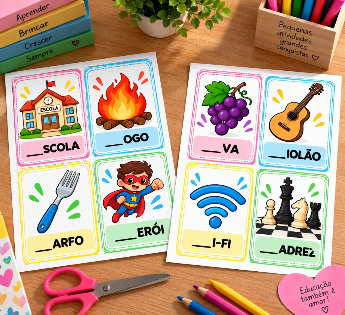 Atividade de Alfabetização: Alfabeto em CARDS — amostra 3: CARDS DE COMPLETAR PALAVRAS