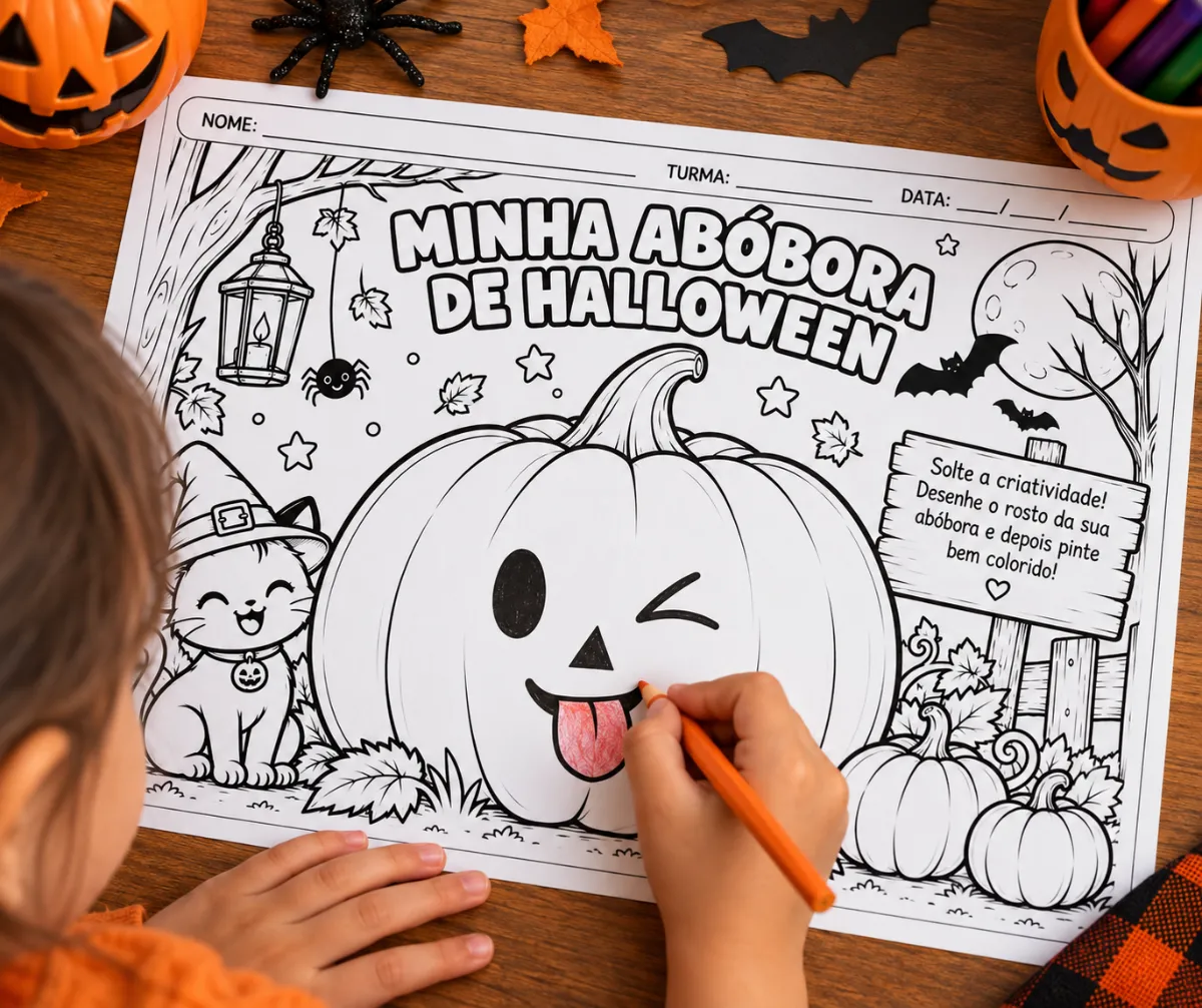 Atividades de colorir sobre o Halloween: 10 atividades! — amostra 3: 10 atividades de Halloween para imprimir e colorir,…