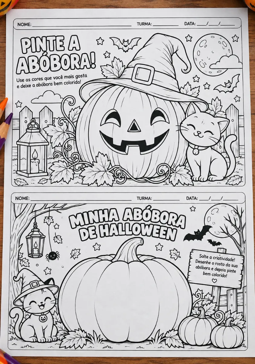 Atividades de colorir sobre o Halloween: 10 atividades! — amostra 5: 10 atividades de Halloween para imprimir e colorir,…