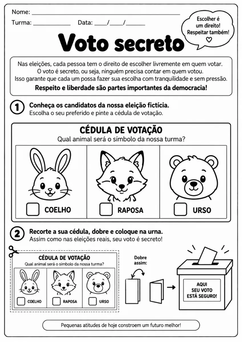 Eleições na Escola: Atividades de Cidadania e Votação! — amostra 6: Atividades de eleições para ensinar cidadania, voto e…
