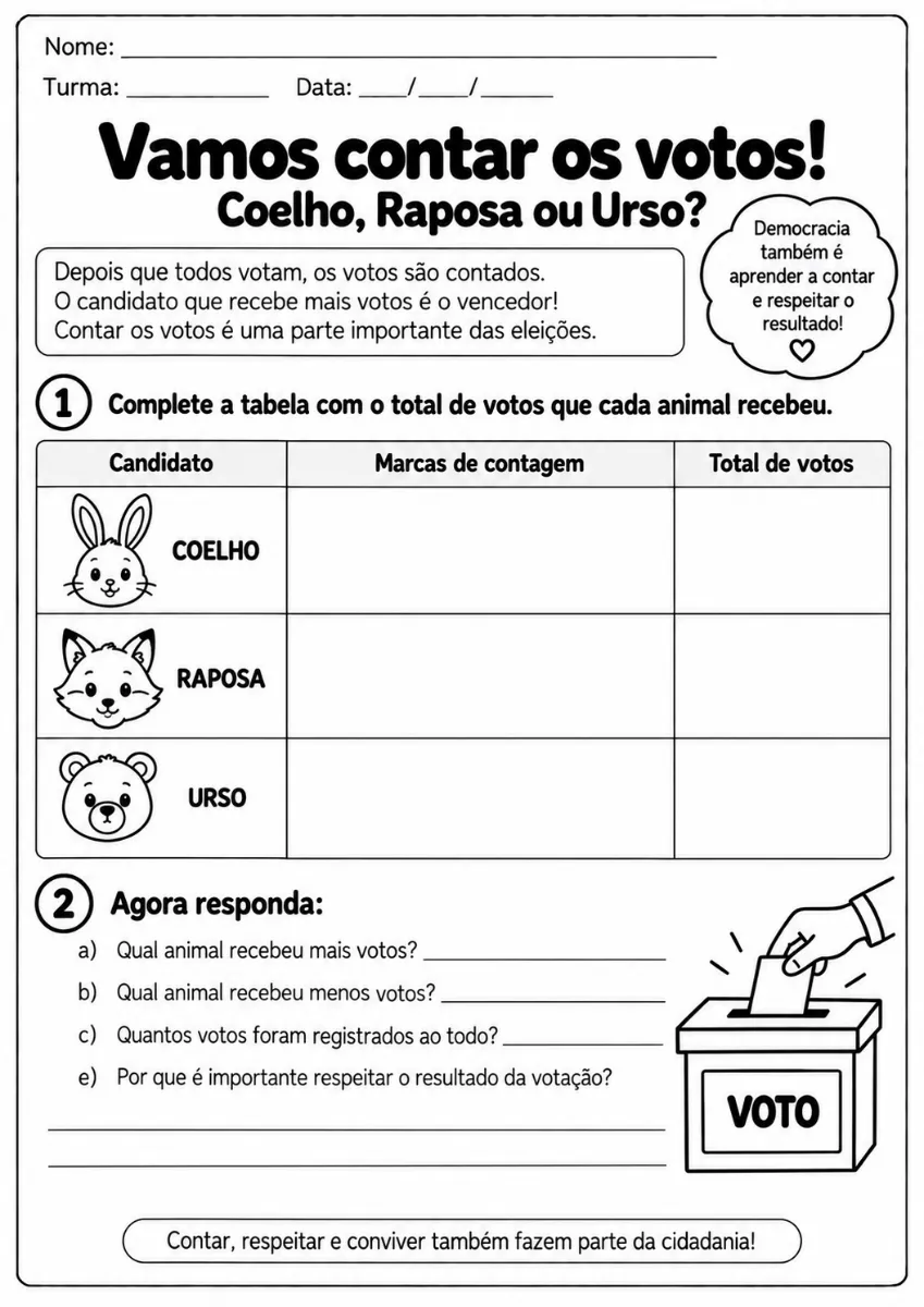 Eleições na Escola: Atividades de Cidadania e Votação! — amostra 5: Atividades de eleições para ensinar cidadania, voto e…