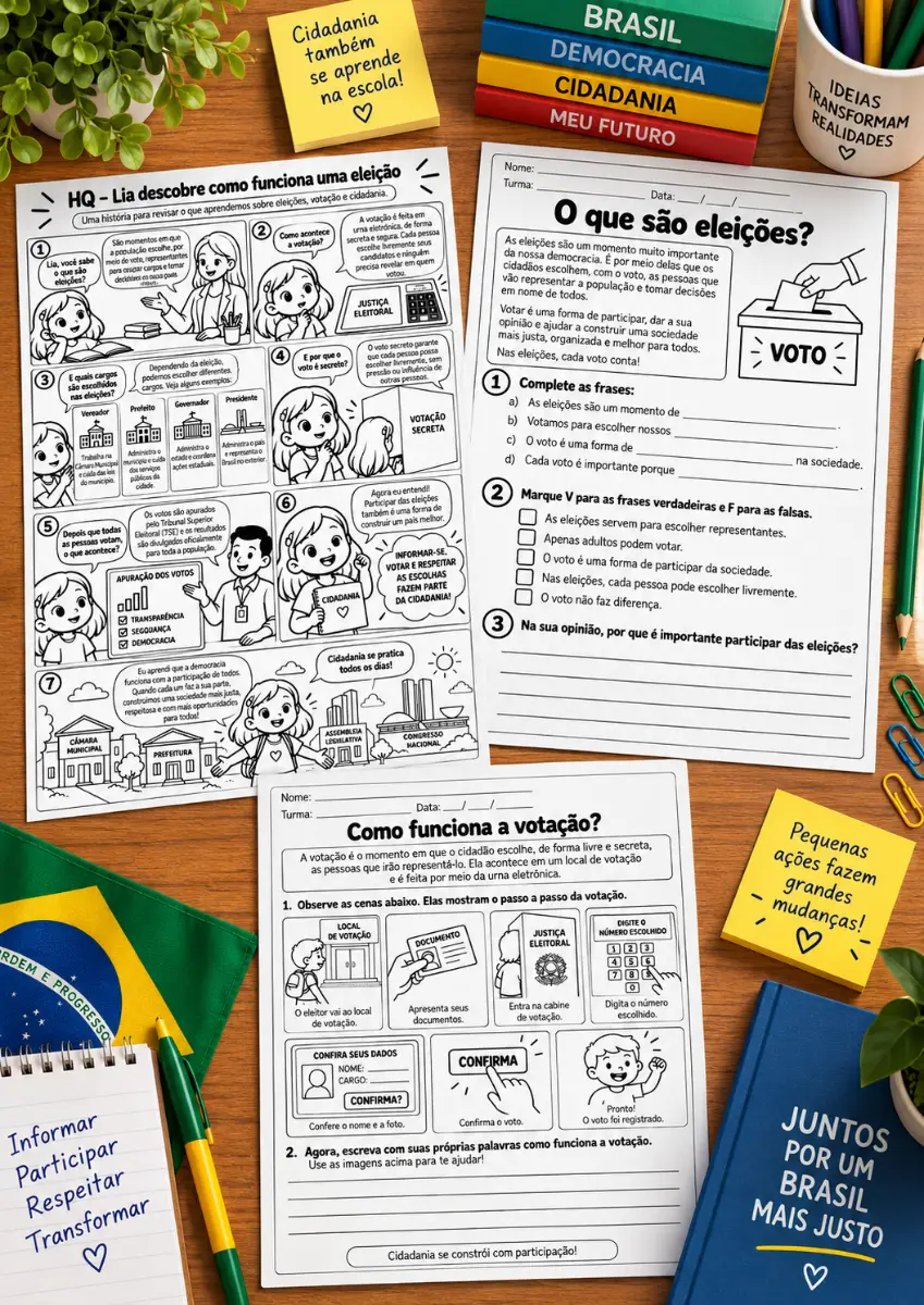 Eleições na Escola: Atividades de Cidadania e Votação! — amostra 2: Atividades de eleições para ensinar cidadania, voto e…