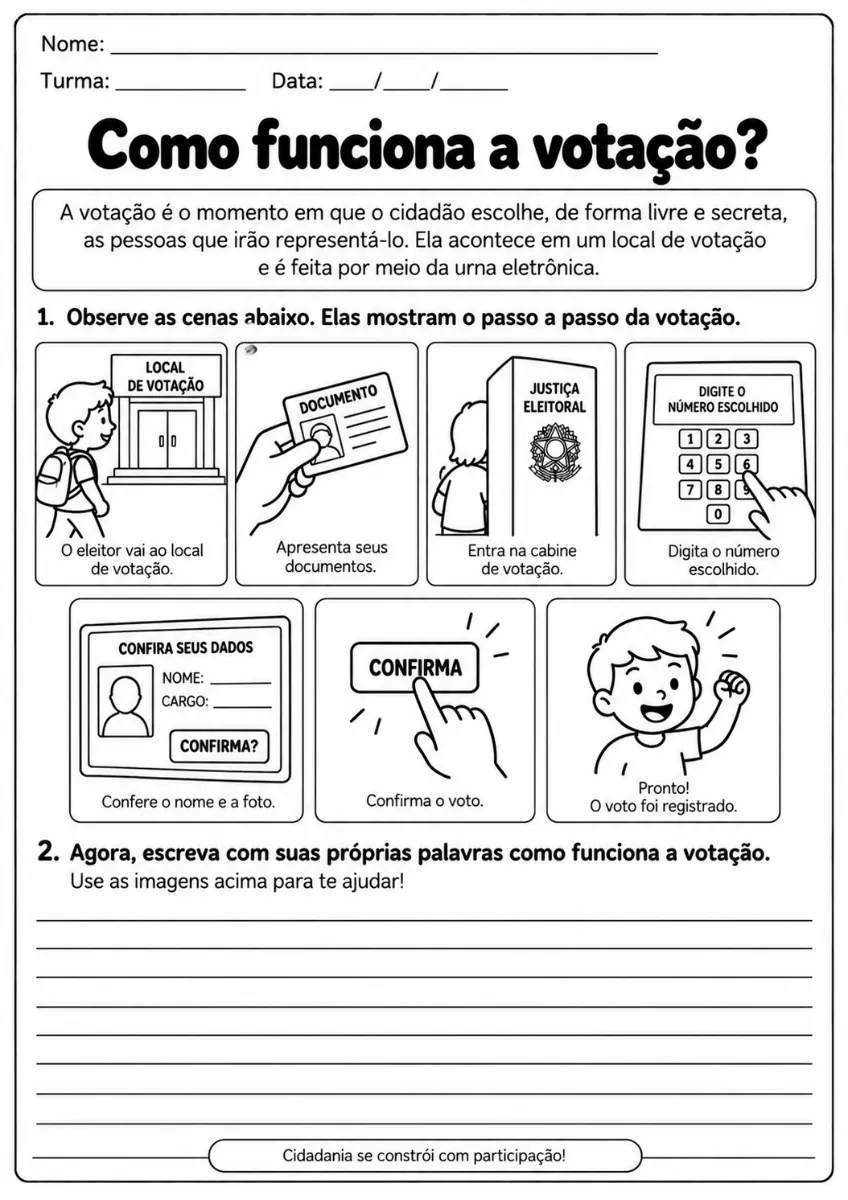 Eleições na Escola: Atividades de Cidadania e Votação! — amostra 7: Atividades de eleições para ensinar cidadania, voto e…